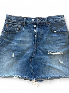 Levi's Distressed Blue Denim Mini Skirt